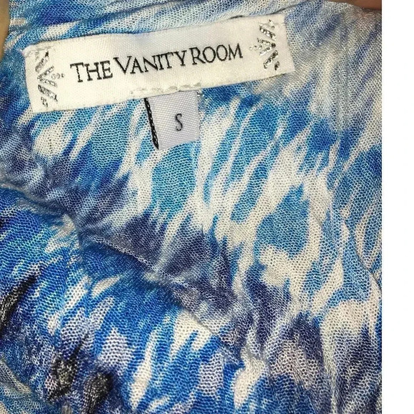 NEW The Vanity Room Women's Size Small Blue Ruffle Off the Shoulder Maxi Dress - Picture 4 of 5